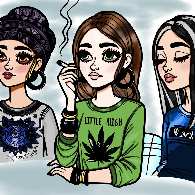 realistic girl who is high