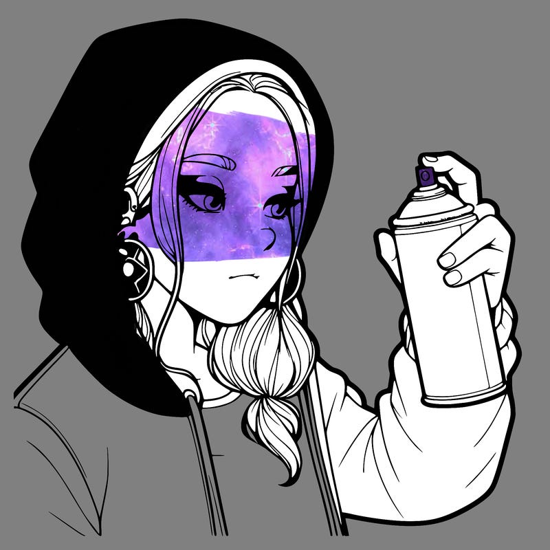 a realistic girl, spray painting