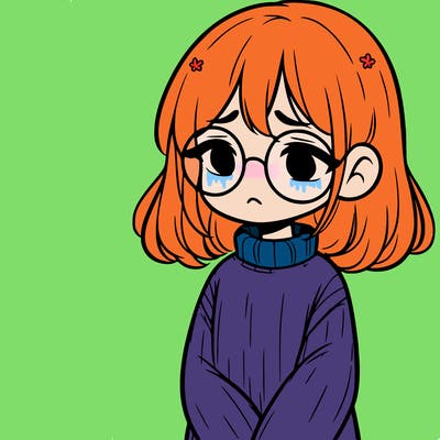 sad girl with glasses in a sweater