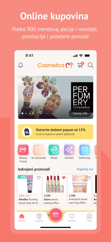 Cosmetics BF - Cosmetics BF mobile app interface for beauty and pharmacy products