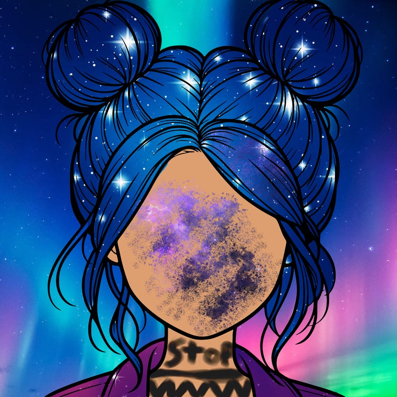 realistic girl with buns on the top of her hair