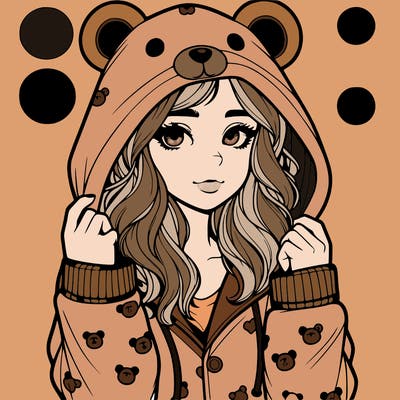 realistic girl in a animal pjs hoodie