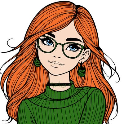 realistic girl with glasses