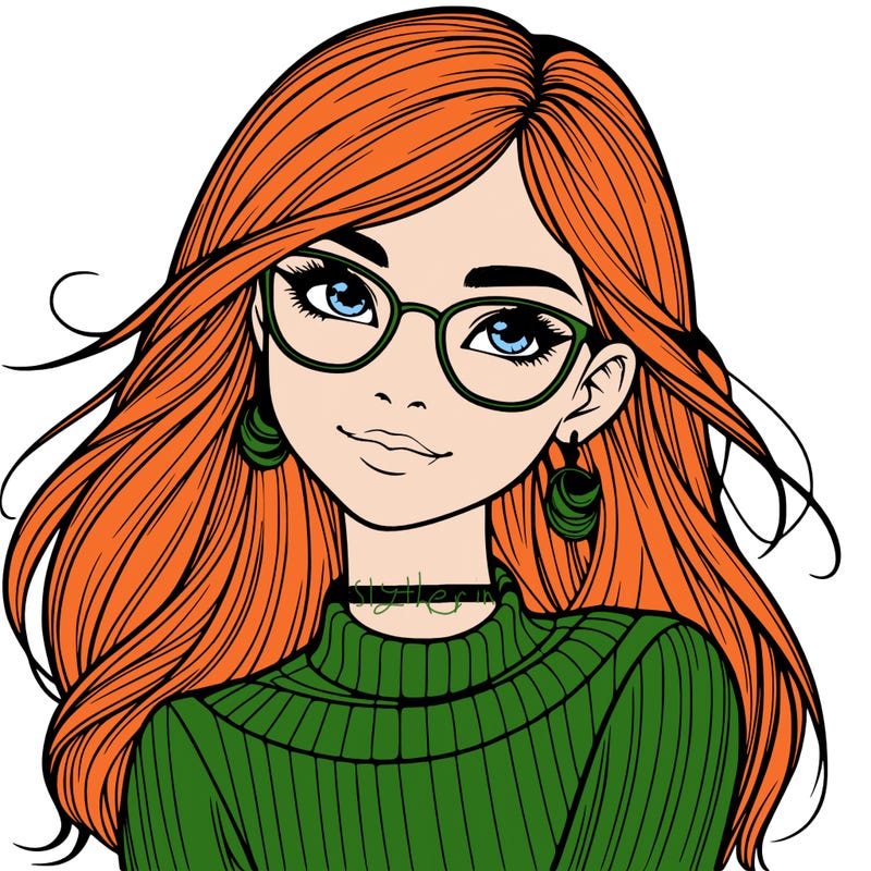 realistic girl with glasses