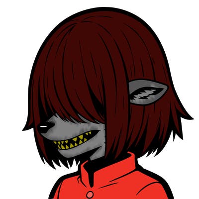 sharp teeth deer man with bob haircut