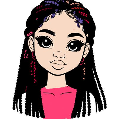 a realistic black girl with braids