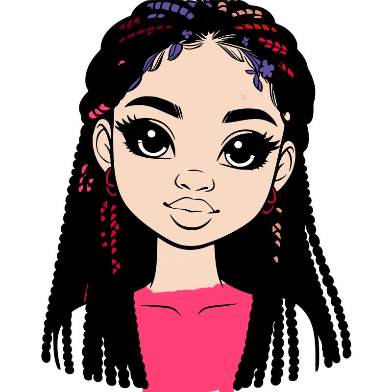 a realistic black girl with braids