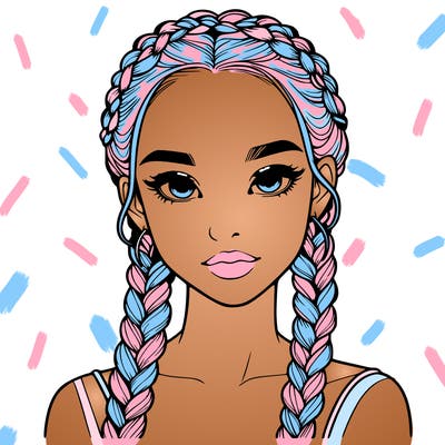 realistic girl with braids