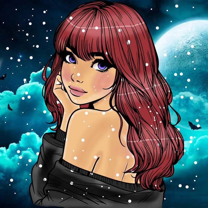 realistic girl with bangs looking over her shoulder