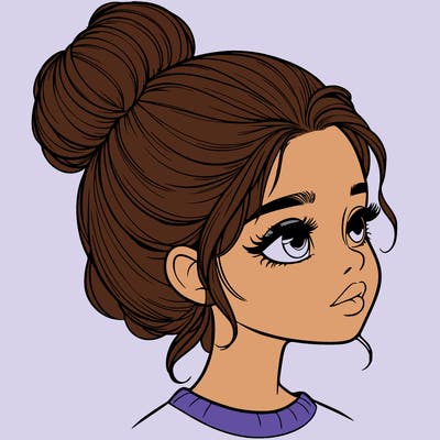 realistic girl with bun