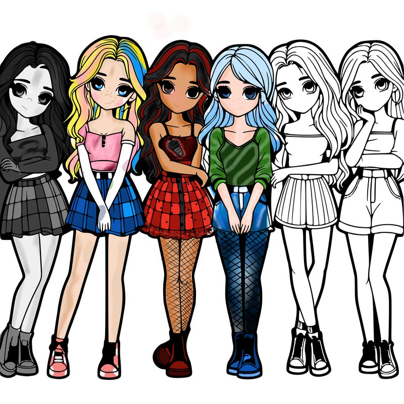 a group of girls realistic