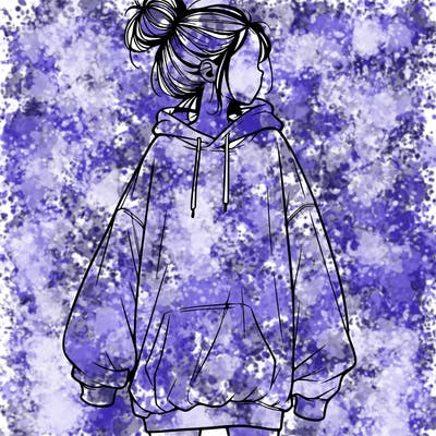 realistic girl with a oversized sweatshirt on and a bun