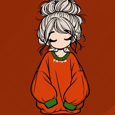 girl with baggy sweatshirt and messy bun