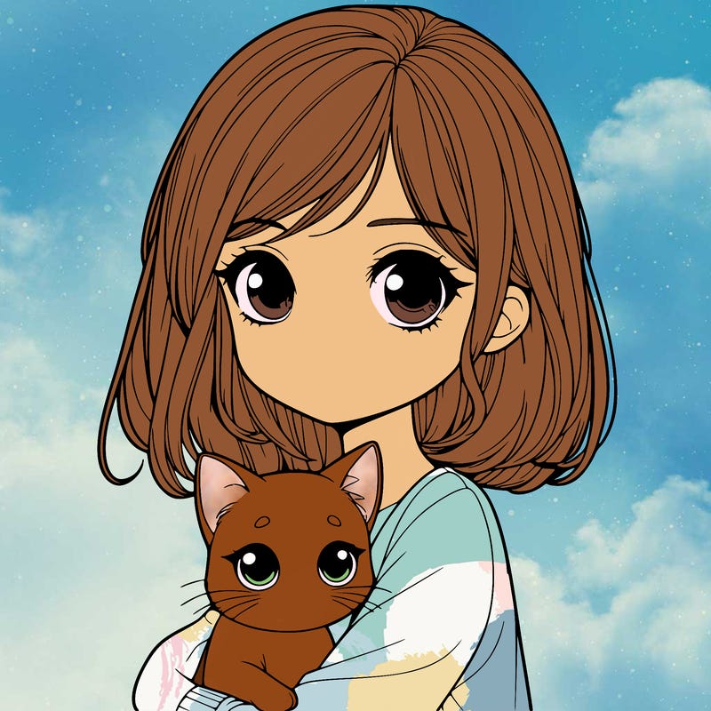 a realistic  girl holding a cat