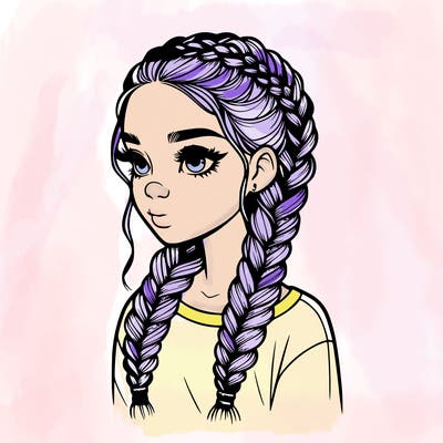 realistic girl with braids