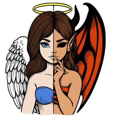 realistic angel half demon