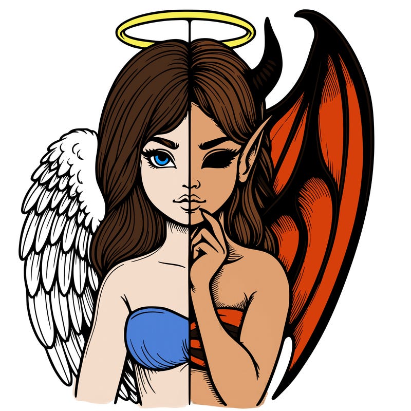 realistic angel half demon