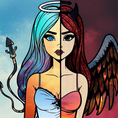 devil vs angel realistic girl