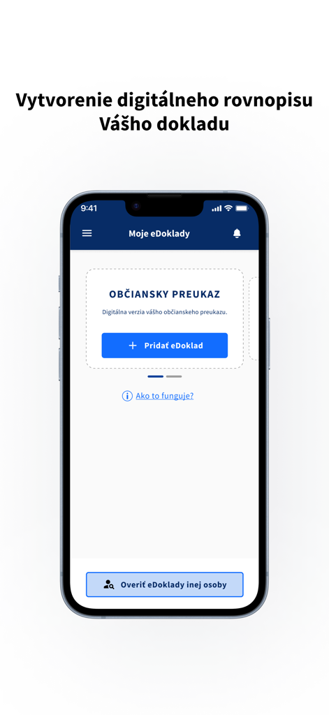 eDOKLADY - Mobile interface for adding a digital identity card in the eDOKLADY app