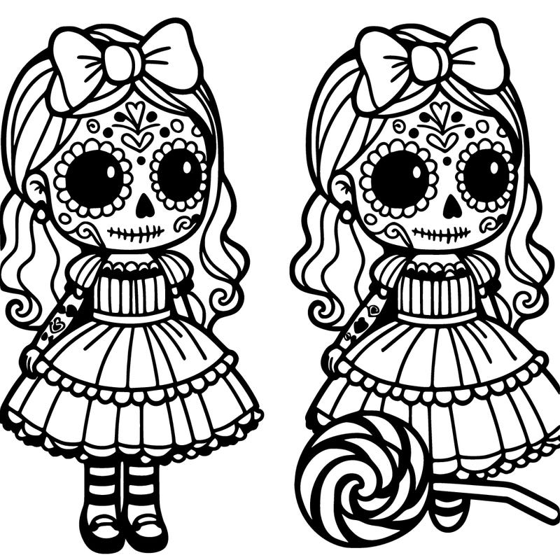 sugar skull girl in candy dress