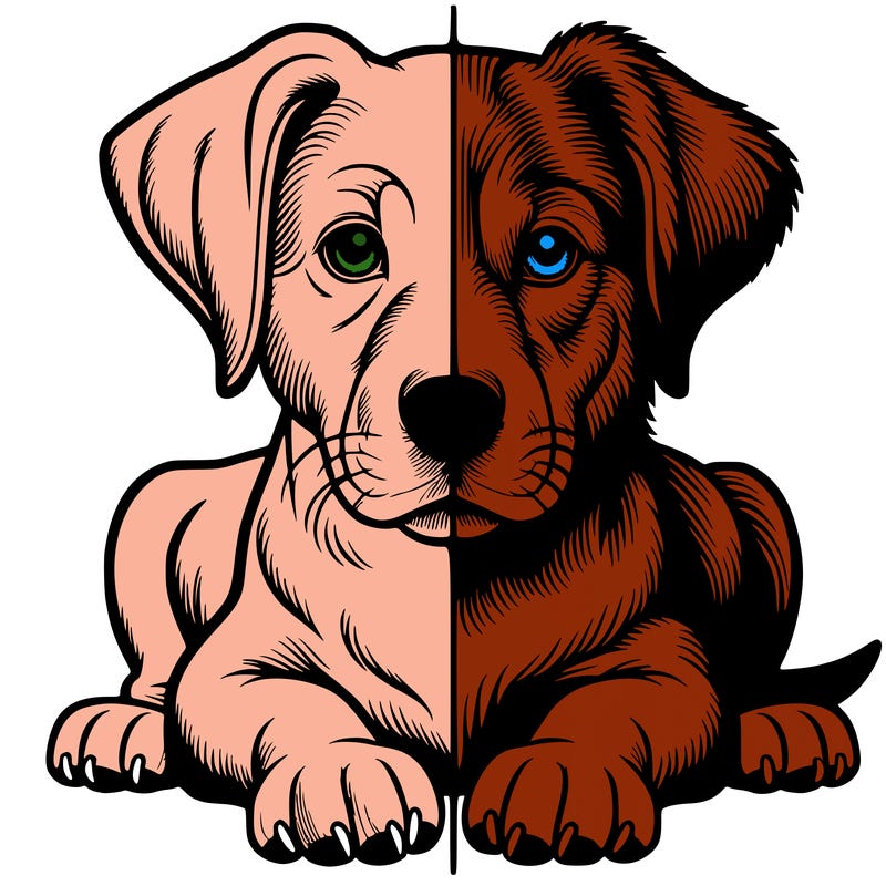 realistic dog split picture