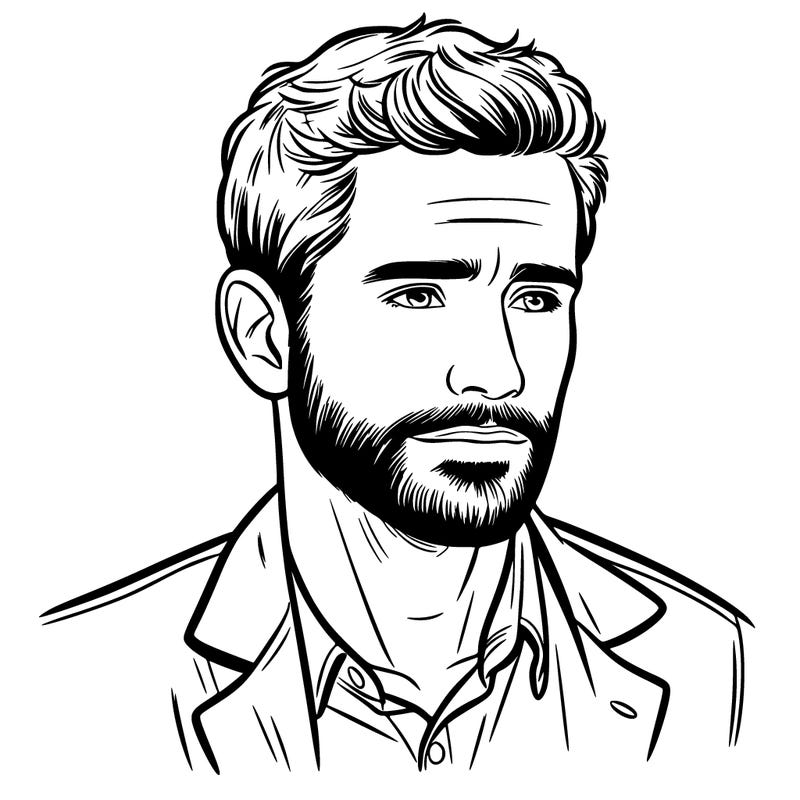 a man with a small beard realistic