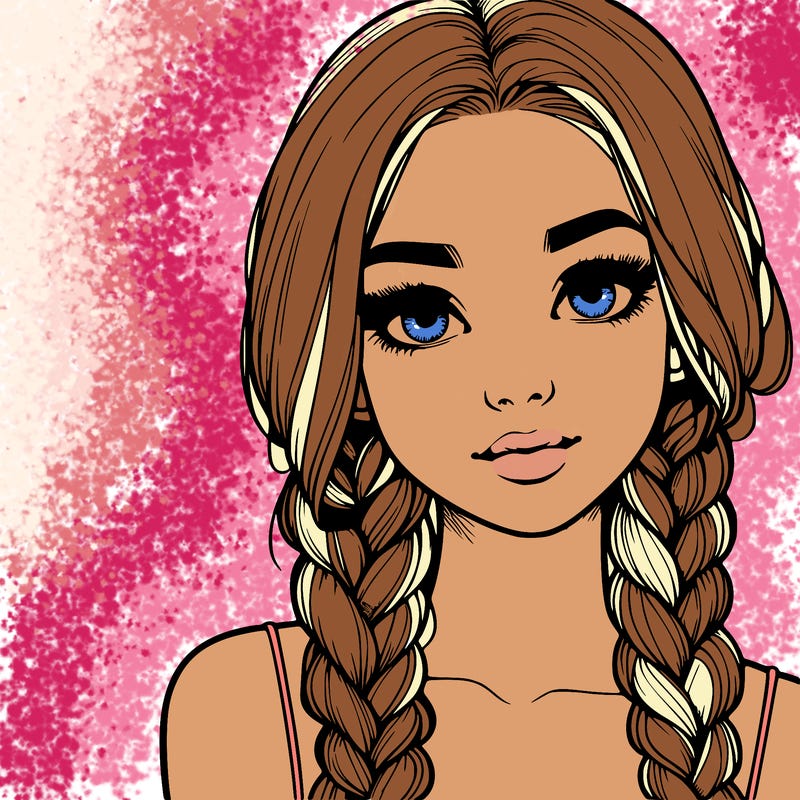 realistic girl with braids