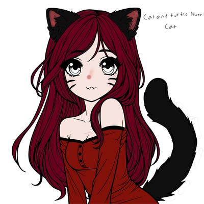 realistic girl with cat ears and tail
