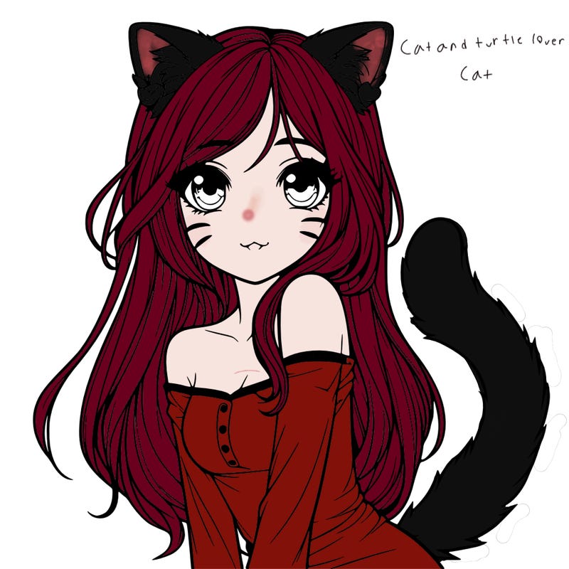 realistic girl with cat ears and tail