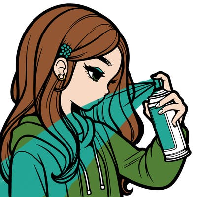 a realistic girl spray painting