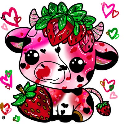 cute strawberry cow