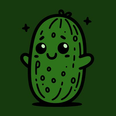 a cute pickle smiling