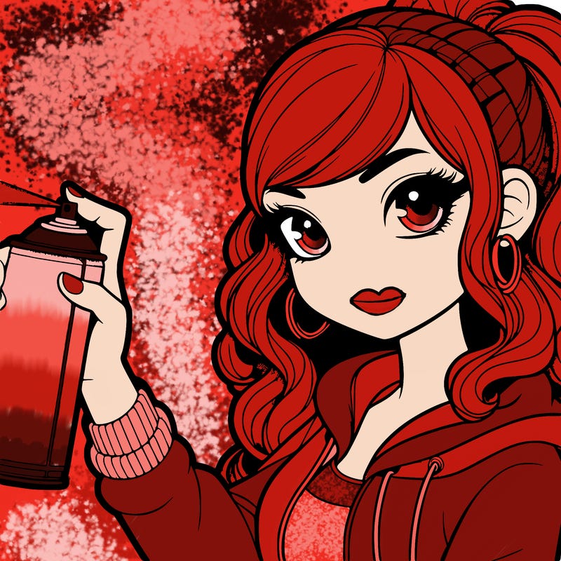 realistic girl spray painting