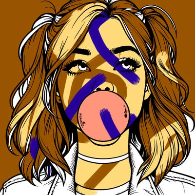 realististic girl blowing bubble -gum