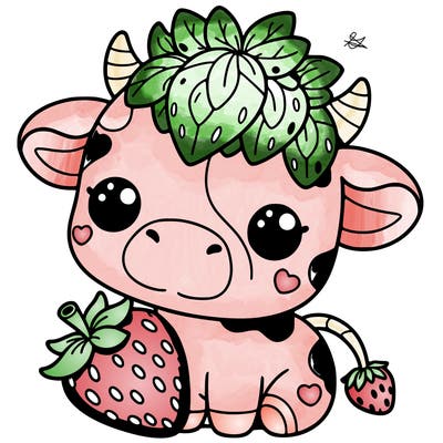 cute strawberry cow