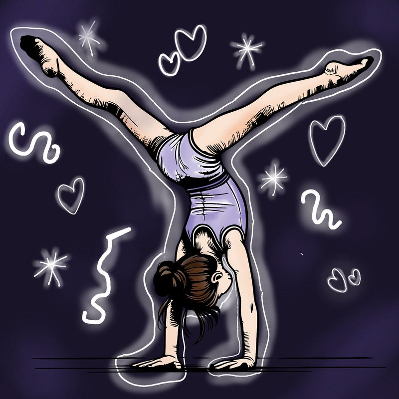 realistic gymnastic hand stand girl in four splits