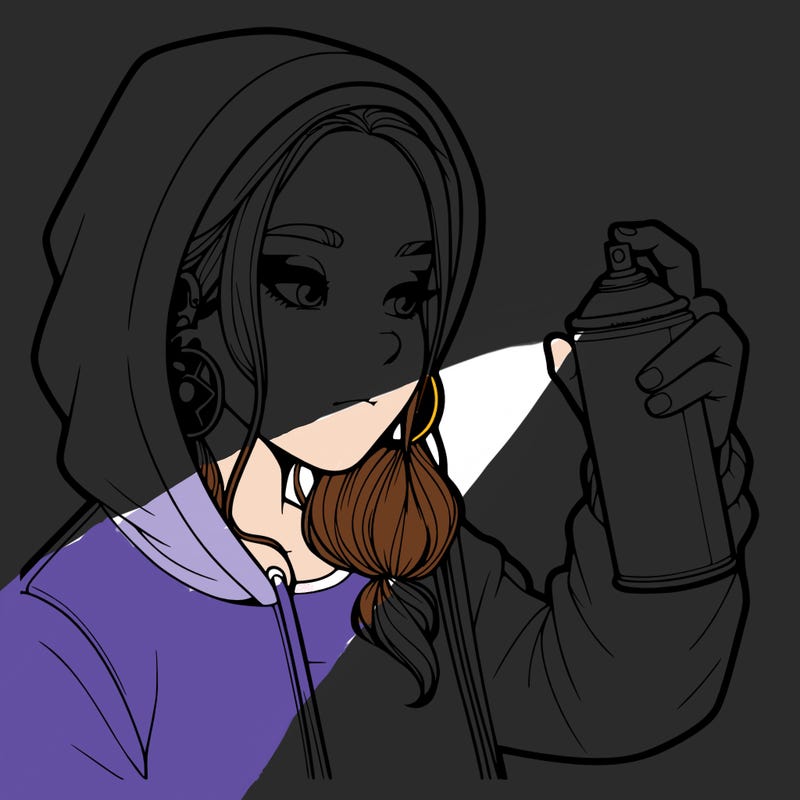 a realistic girl, spray painting