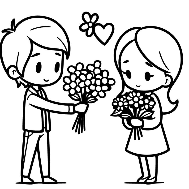 guy giving flowers to girl