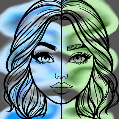 realistic girl split half