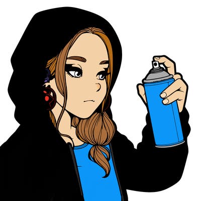 a realistic girl, spray painting