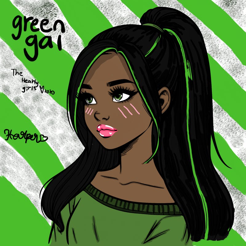 realistic girl with a high ponytail