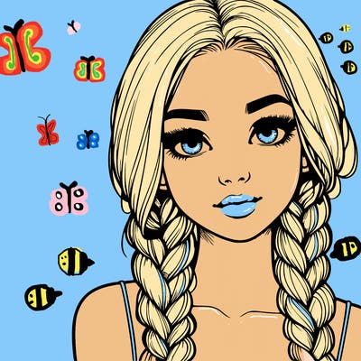 realistic girl with braids