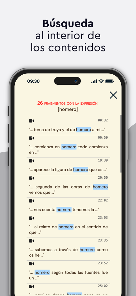 El Libro Total - Screen showing specialized search results for the term Homero in the El Libro Total digital library