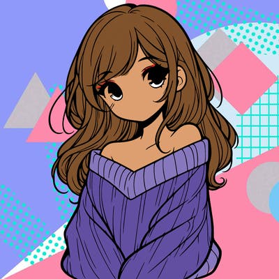 shy pretty girl wearing a sweater that is falling off one shoulder portrait