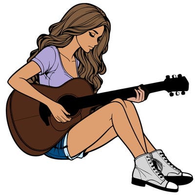 realistic woman play guitar