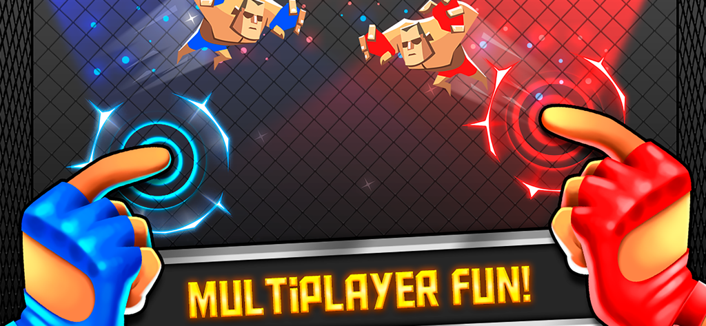 Local multiplayer mode in UFB Fighting Wrestling Games showing two people playing on the same device