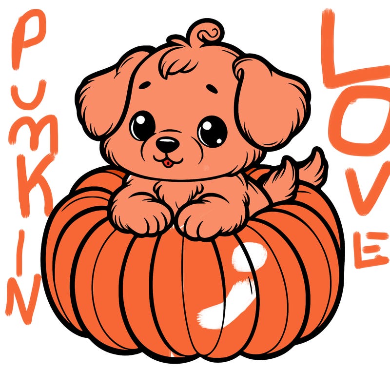 cute little puppy in a pumpkin
