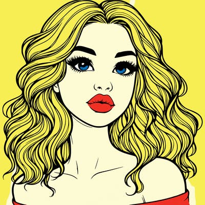 realistic girl with wavy hair and lips