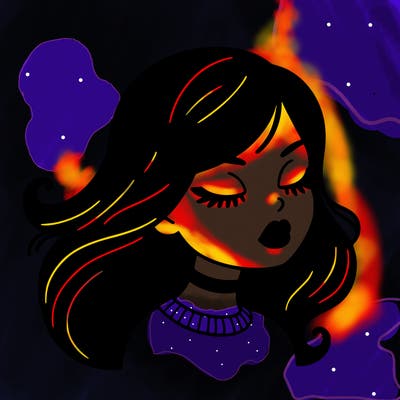 girl with dark black hair and big lips