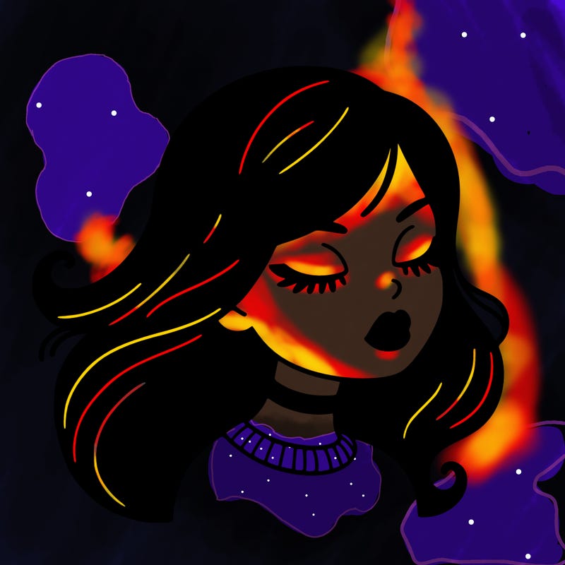 girl with dark black hair and big lips